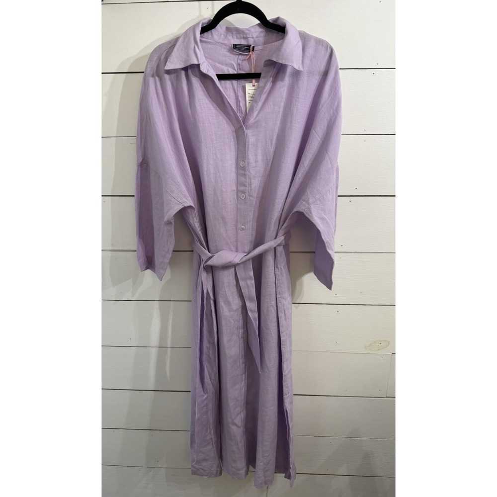 NWT Vineyard Vines 100%‎ Linen Purple Maxi Coverup Shirt Dress Small $188